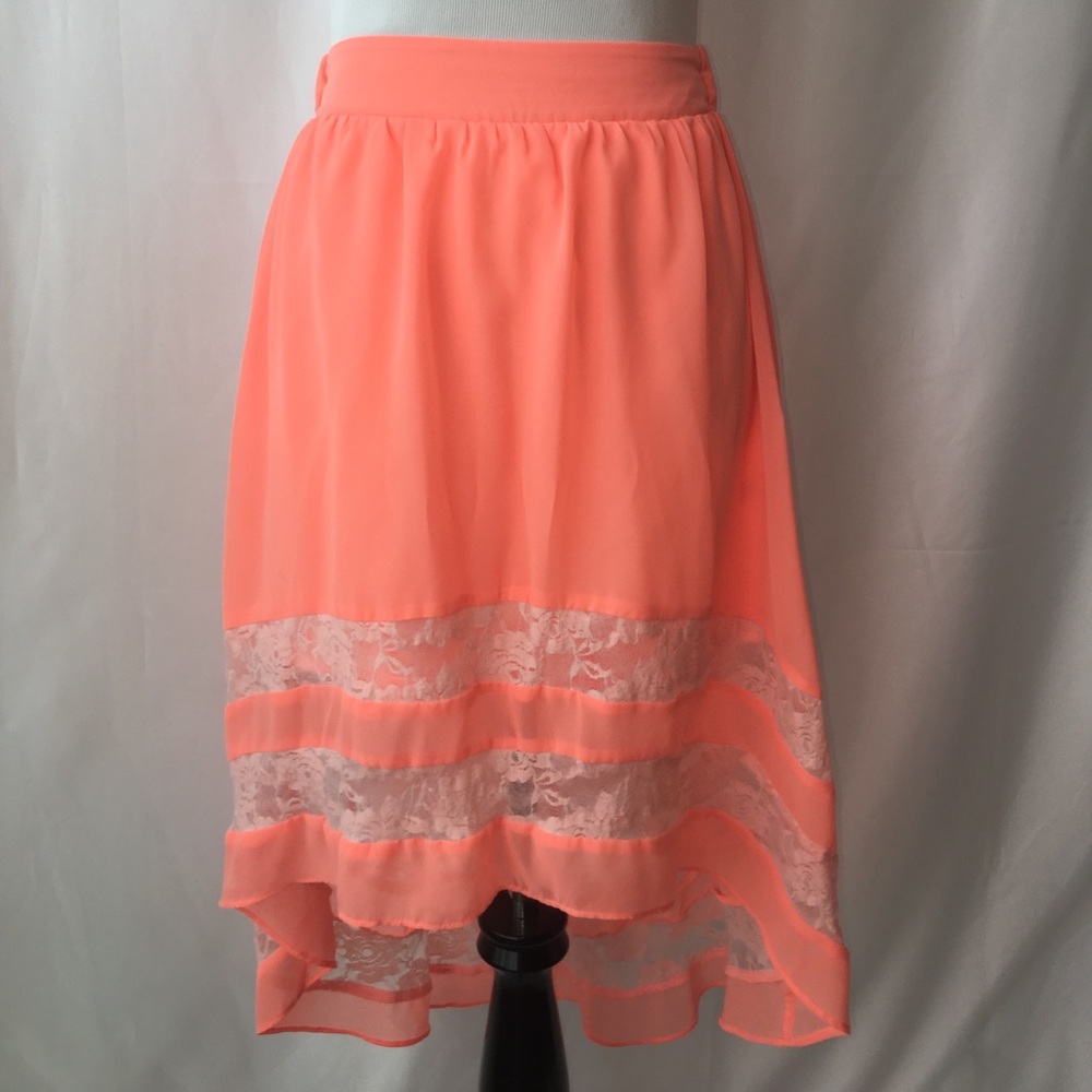 Beautiful Coral Lace High low skirt
